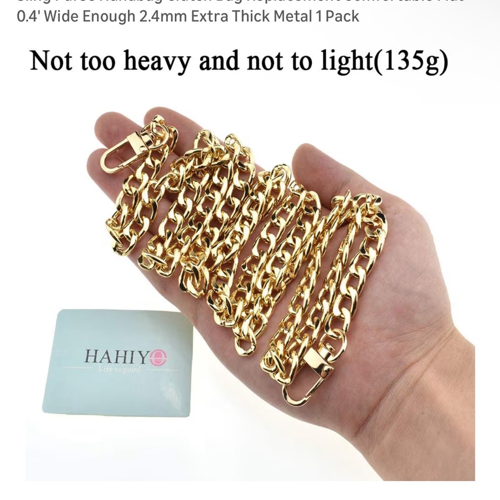 🆕 Purse Chain Strap 43.3' Gold for Shoulder Cross Body Sling Purse Handbag - Picture 2 of 5
